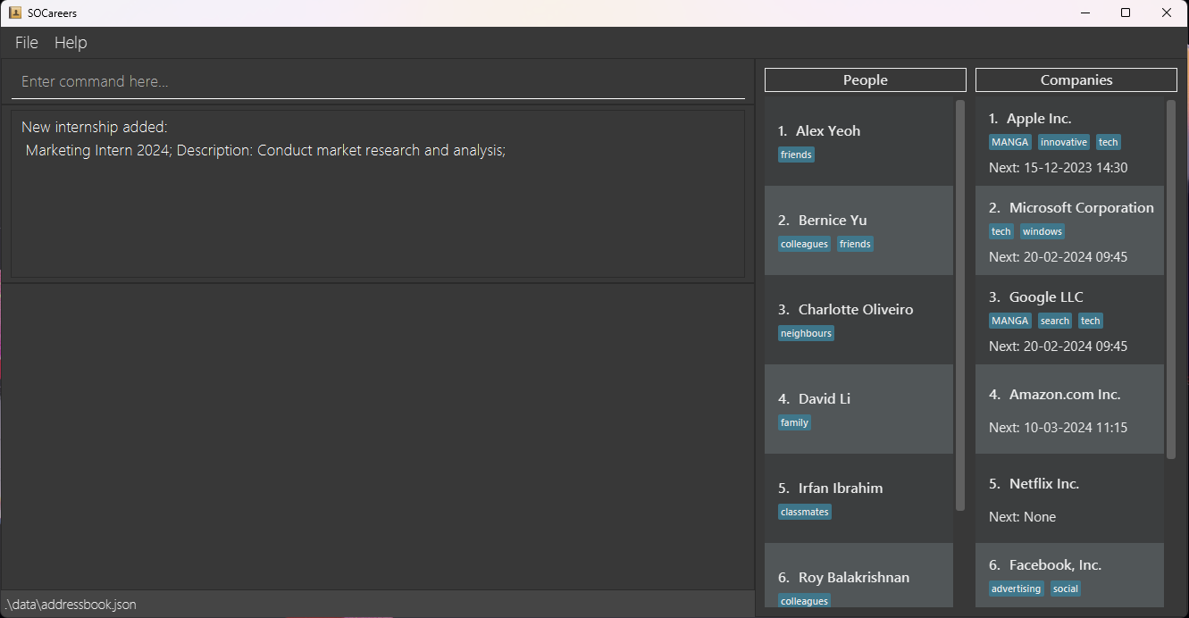 add internships with all information added